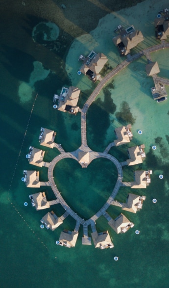 Heart-shaped gazebos at a popular destination wedding resort