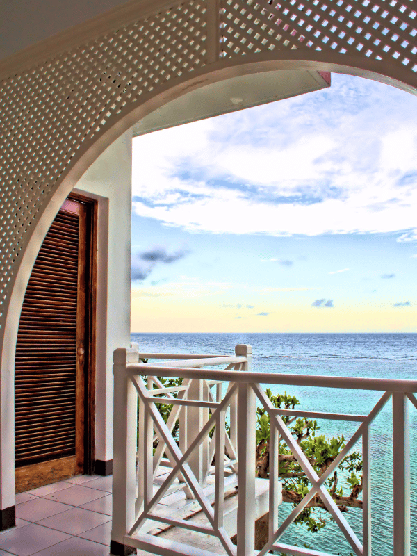 Balcony overlooking the ocean in Ocho Rios, Jamaica