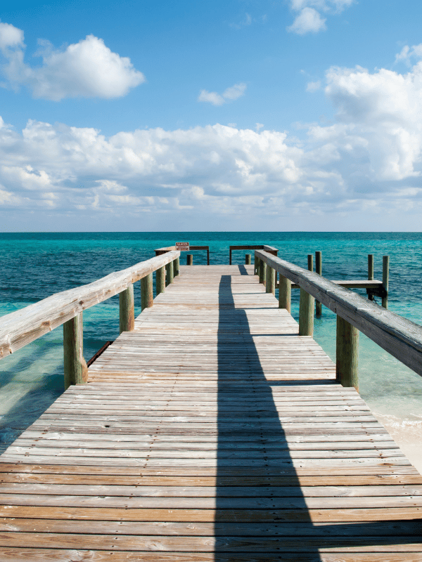 View down a dock on Grand Bahama Island, Bahamas
