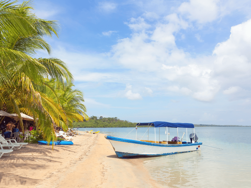 Boat on the beach in Bocas del Toro, Panama