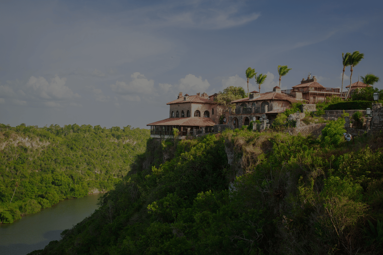 Mediterranean buildings overlooking the Chavon River at Casa de Campo, Dominican Republic