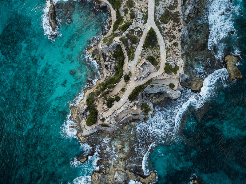 Aerial shot of Isla Mujeres, Mexico