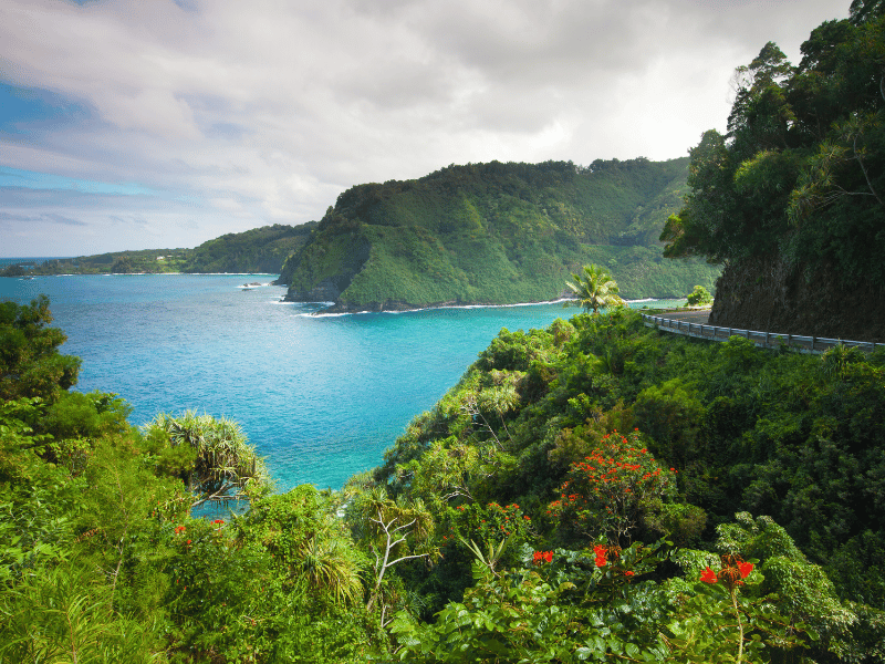 Mountainous coast and tropical rainforests in Maui, Hawaii