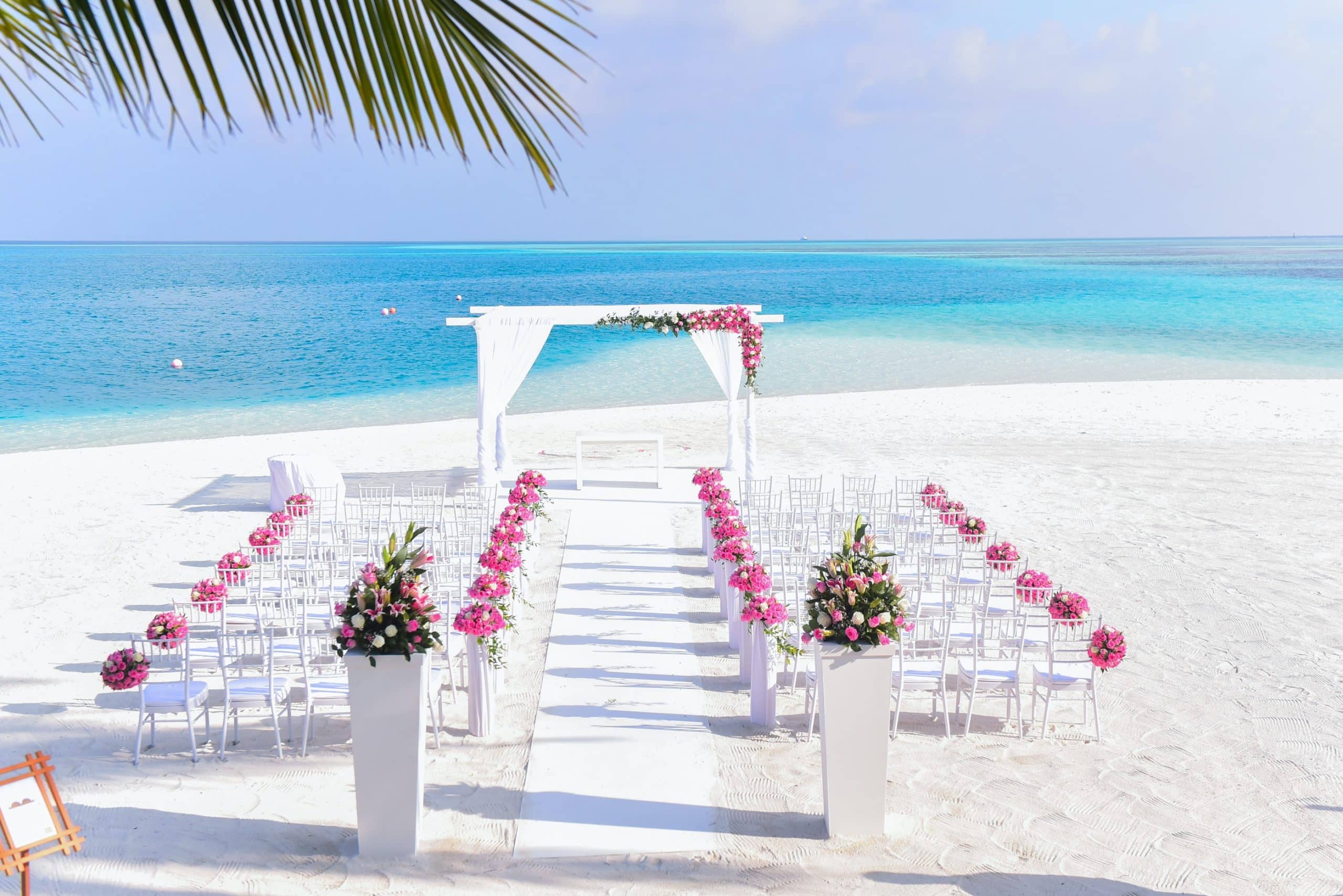 Beach wedding set up with no guests