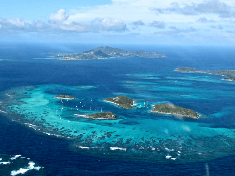 Aerial view of St. Vincent and the Grenadines