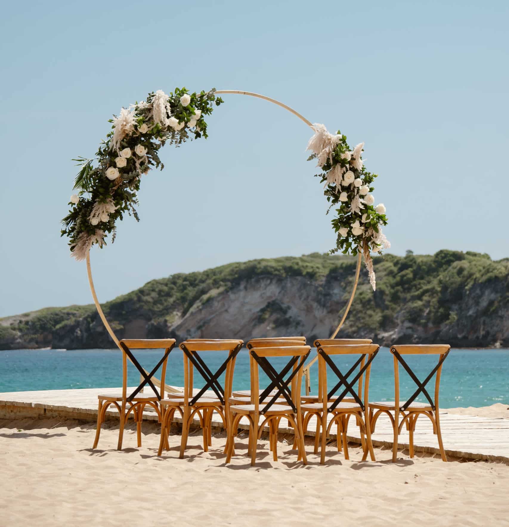 Destination Wedding Ceremony Setup on the beach in the Dominican Republic