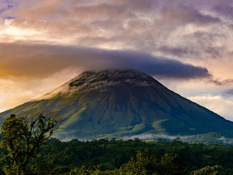 Arenal Volcano in Costa Rica at Sunset